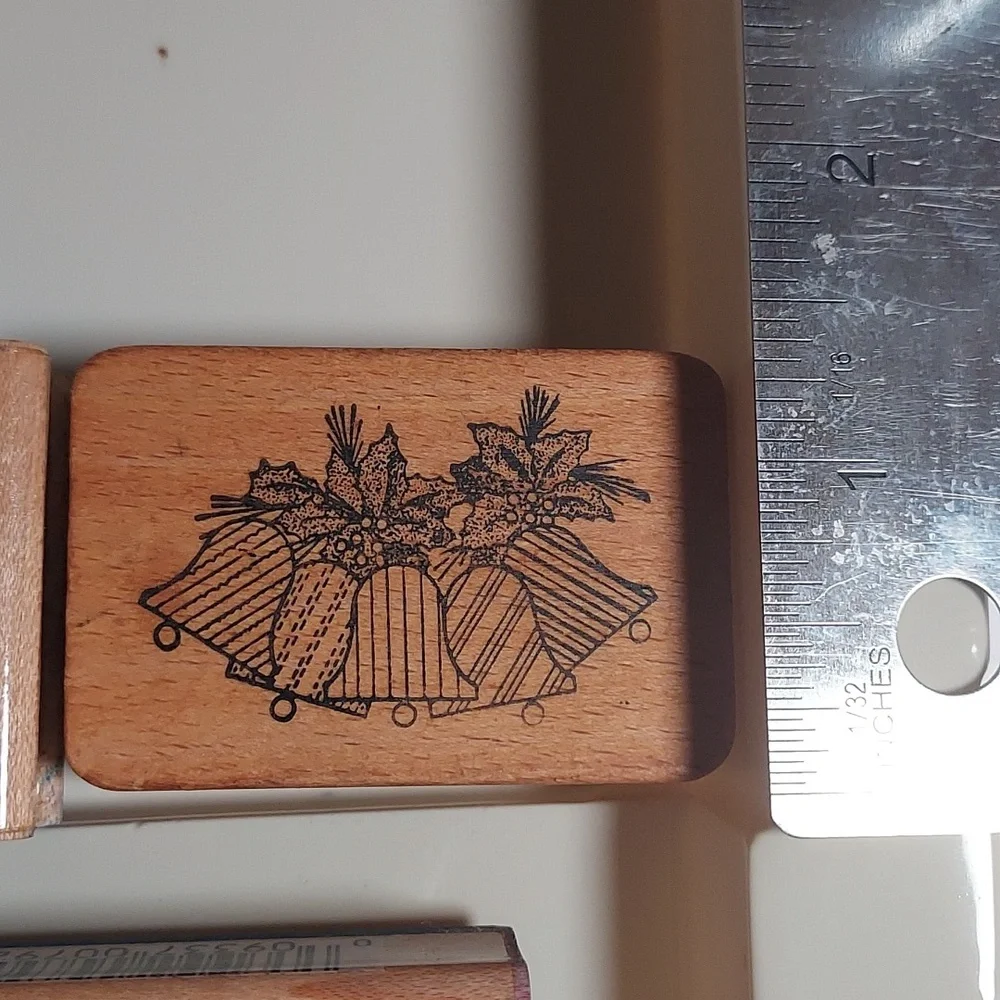 Rubber Stamps Christmas Theme Set Of 10 Holiday Wooden Stamps